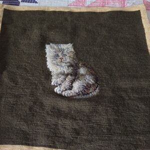 Handcrafted Cat Tapestry in Brown and Gray